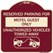 Signmission Reserved Parking for Motel Guest Unauthorized Vehicles Towed Away Alum, 18" x 18", BU-1818-23093 A-DES-BU-1818-23093 - alternate 1